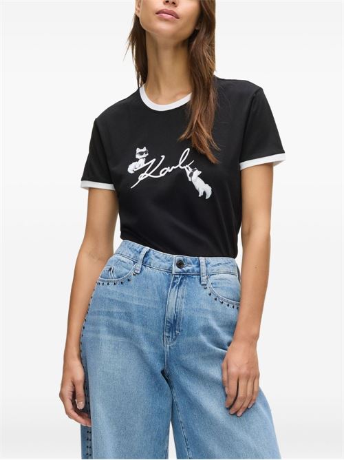 T-shirt donna manica corta con stampa Karl Lagerfeld | B1W17040999